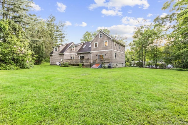 308 Old Zoar Rd, Monroe, CT 06468 - rear view of house with a lawn and a wooden deck