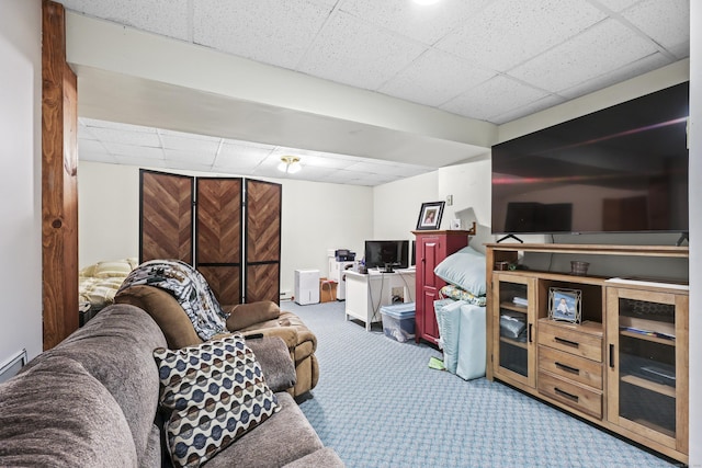 745 Merrow Rd Apt 171, Coventry, CT 06238 - carpeted living room with a paneled ceiling and beverage cooler