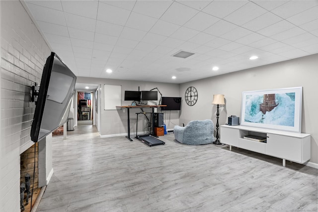 401 Russell Ave, Suffield, CT 06078 - workout room with wood finished floors, baseboards, and recessed lighting