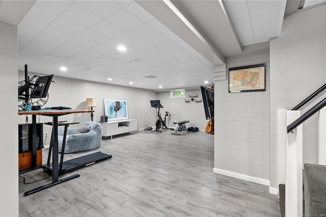 401 Russell Ave, Suffield, CT 06078 - workout room with wood finished floors, baseboards, and recessed lighting