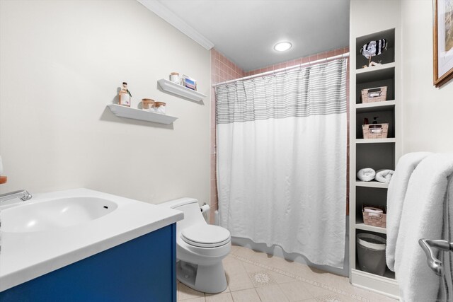 40 Thunder Hill Ln, Ridgefield, CT 06877 - full bath featuring tile patterned flooring, toilet, vanity, and crown molding