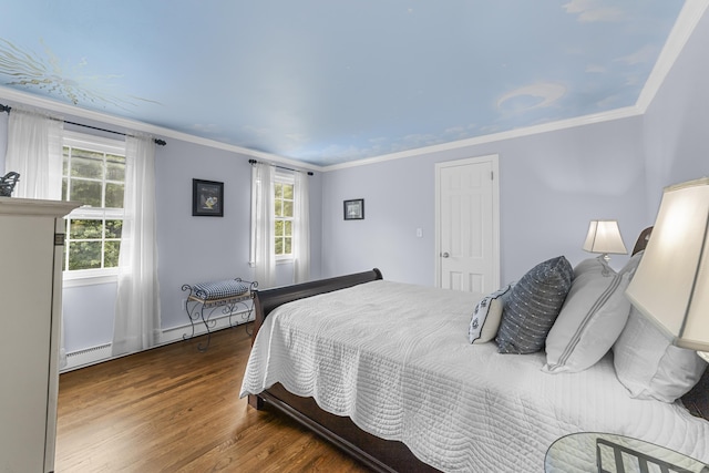 47 Ridgecrest Rd, Stamford, CT 06903 - bedroom with wood finished floors, baseboard heating, ornamental molding, multiple windows, and baseboards