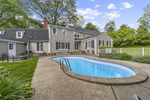 47 Ridgecrest Rd, Stamford, CT 06903 - view of pool with entry steps, a patio area, and french doors