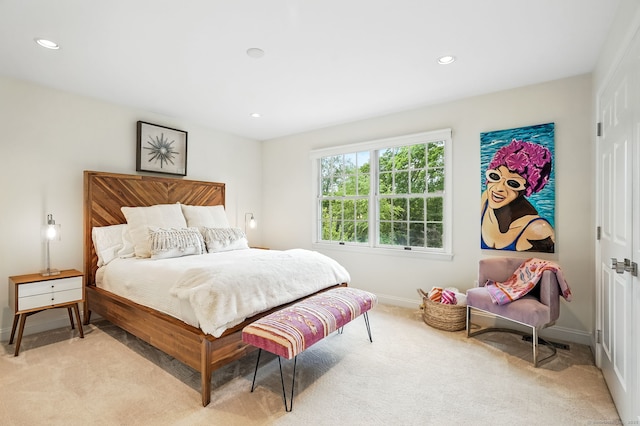975 Flintlock Rd, Fairfield, CT 06890 - bedroom with light carpet, baseboards, and recessed lighting