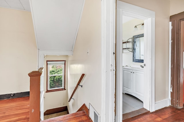 174 Franklin Ave, Stratford, CT 06614 - staircase featuring wood finished floors