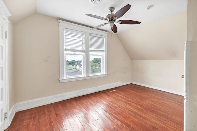 174 Franklin Ave, Stratford, CT 06614 - bonus room featuring hardwood / wood-style flooring, vaulted ceiling, ceiling fan, and baseboards