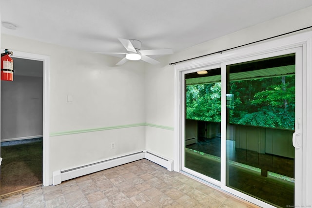 4 Loveland Hill Rd Unit F2, Vernon, CT 06066 - unfurnished room with a baseboard heating unit, ceiling fan, stone finish flooring, and baseboards