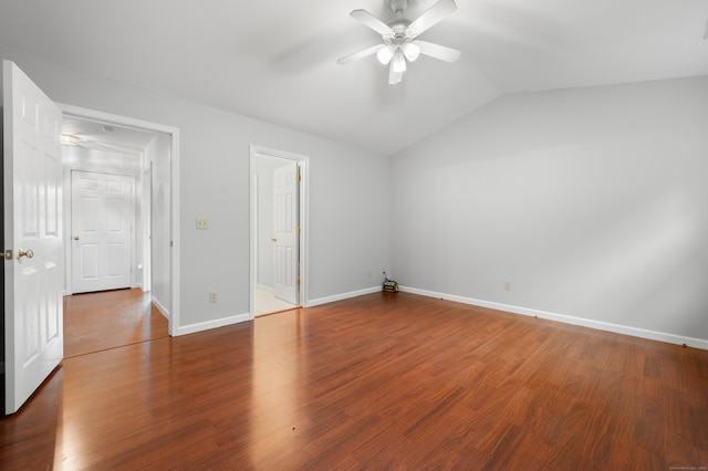 19 Hawthorne Dr Unit 124, New London, CT 06320 - unfurnished bedroom with vaulted ceiling, wood finished floors, baseboards, and a ceiling fan