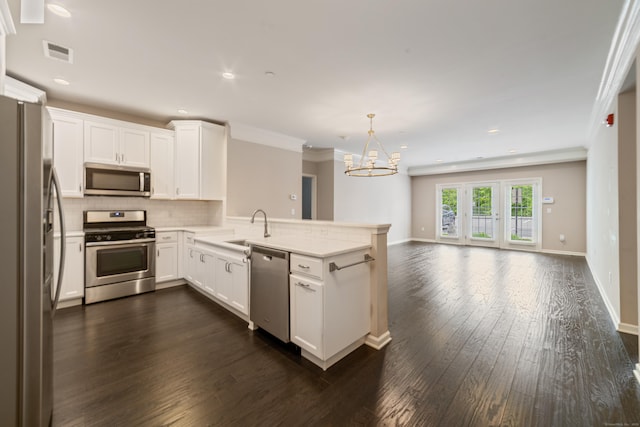 802 Center Meadow Ln Unit 802, Danbury, CT 06810 - kitchen featuring stainless steel appliances, a peninsula, a sink, dark wood finished floors, and open floor plan
