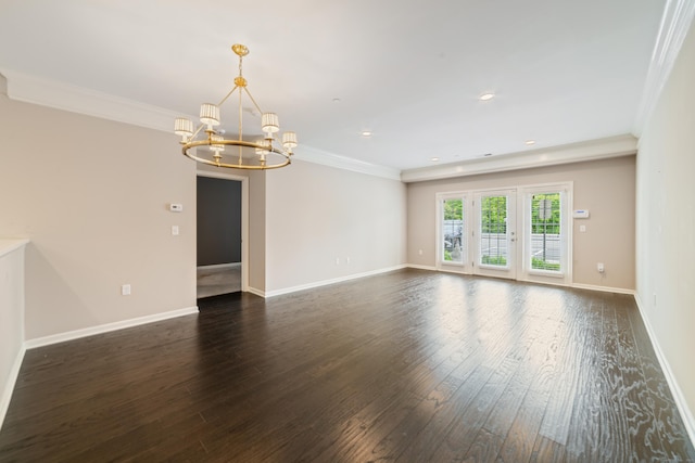 802 Center Meadow Ln Unit 802, Danbury, CT 06810 - unfurnished room featuring a chandelier, dark wood finished floors, ornamental molding, baseboards, and recessed lighting