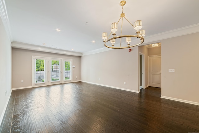 802 Center Meadow Ln Unit 802, Danbury, CT 06810 - spare room with a chandelier, crown molding, dark wood finished floors, baseboards, and recessed lighting