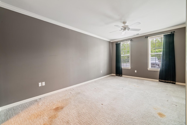 802 Center Meadow Ln Unit 802, Danbury, CT 06810 - unfurnished room featuring ornamental molding, ceiling fan, baseboards, and light colored carpet