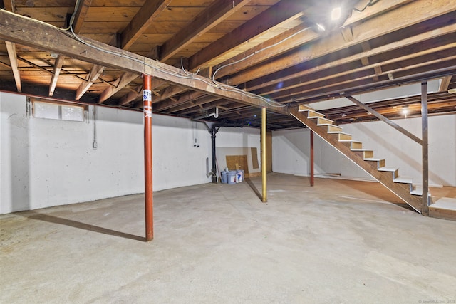 1357 Slater Rd, New Britain, CT 06053 - unfinished basement with stairway