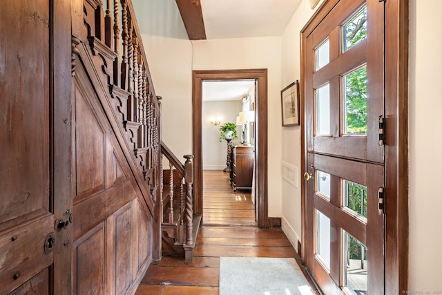 264 Taugwonk Rd, Stonington, CT 06378 - foyer entrance with wood-type flooring and stairway