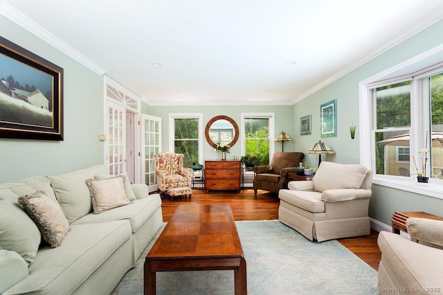 12 Fawn Ridge Dr, Brookfield, CT 06804 - living room featuring wood finished floors, french doors, and crown molding