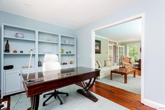 12 Fawn Ridge Dr, Brookfield, CT 06804 - office area featuring dark wood-type flooring and crown molding