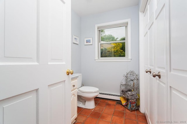 12 Fawn Ridge Dr, Brookfield, CT 06804 - bathroom featuring baseboard heating, toilet, and tile patterned flooring