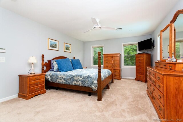 12 Fawn Ridge Dr, Brookfield, CT 06804 - bedroom with light carpet, baseboards, and a ceiling fan