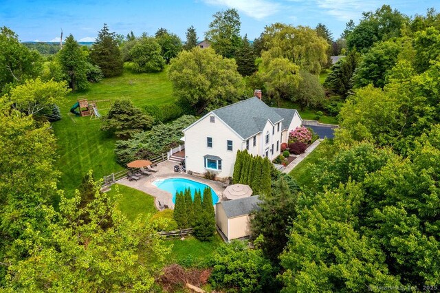 12 Fawn Ridge Dr, Brookfield, CT 06804 - view from above of property with a pool area