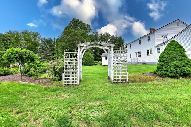 423 Baldwin Ave, Meriden, CT 06450 - view of green lawn featuring stairway and a pergola