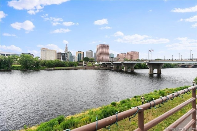 235 E River Dr Apt 502, East Hartford, CT 06108 - water view featuring a notable bridge and nearby urban area