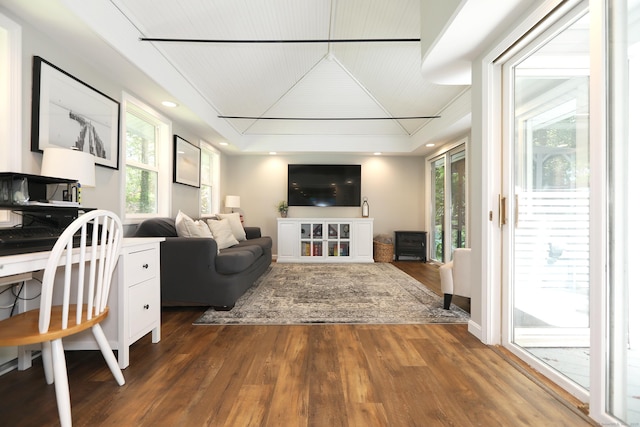 18 Totoket Rd, Waterford, CT 06375 - living area featuring wood finished floors and a tray ceiling