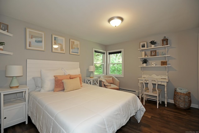 18 Totoket Rd, Waterford, CT 06375 - bedroom with dark wood-style floors, a baseboard heating unit, and baseboards