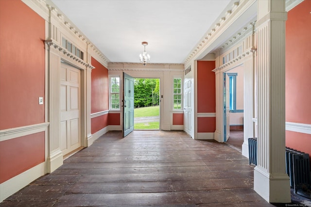 89 John Perry Rd, Eastford, CT 06242 - foyer entrance featuring dark wood-style floors, a chandelier, and baseboards