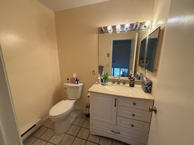 925 Oronoke Rd Unit 12G, Waterbury, CT 06708 - bathroom featuring a baseboard radiator, toilet, tile patterned flooring, and vanity