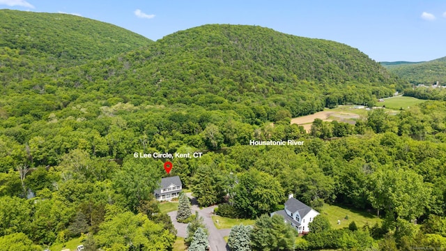 6 Lee Cir, Kent, CT 06757 - aerial overview of property's location with a forest and a mountainous background