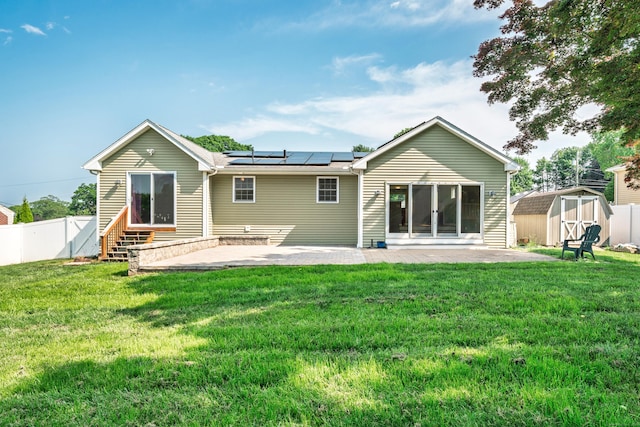 34 Fox Hill Rd, Wethersfield, CT 06109 - back of house with a patio area, solar panels, and entry steps