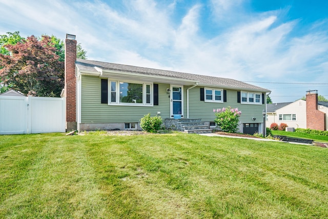 34 Fox Hill Rd, Wethersfield, CT 06109 - single story home with a chimney, a gate, and a garage