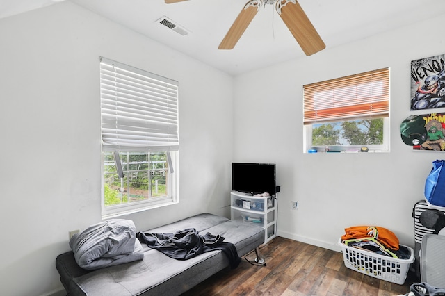 241 Wallace St, New Haven, CT 06511 - bedroom with hardwood / wood-style floors, baseboards, and a ceiling fan
