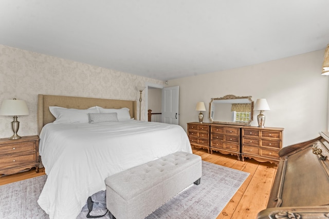 517 Wolcott Hill Rd, Wethersfield, CT 06109 - bedroom featuring wallpapered walls and hardwood / wood-style floors