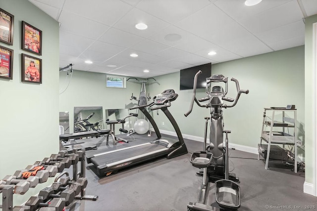 16 Oak Blf, Avon, CT 06001 - exercise room featuring recessed lighting and a paneled ceiling