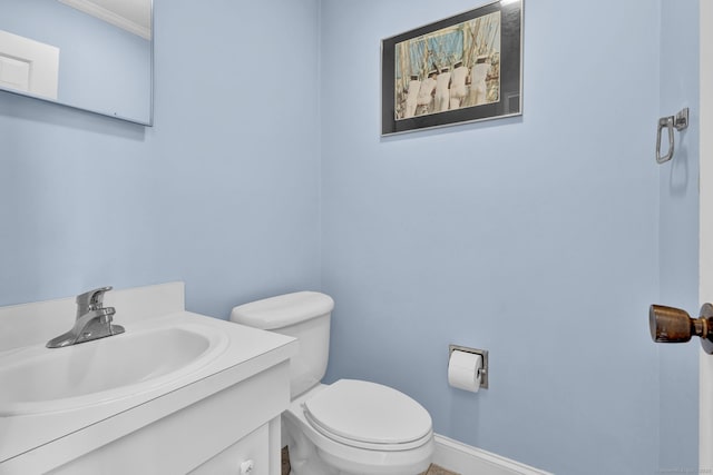 24 Farmington Chase Cres, Farmington, CT 06032 - bathroom with vanity, toilet, crown molding, and baseboards