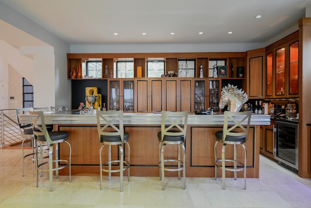 5050 Main St, Stratford, CT 06614 - indoor wet bar featuring wine cooler and recessed lighting