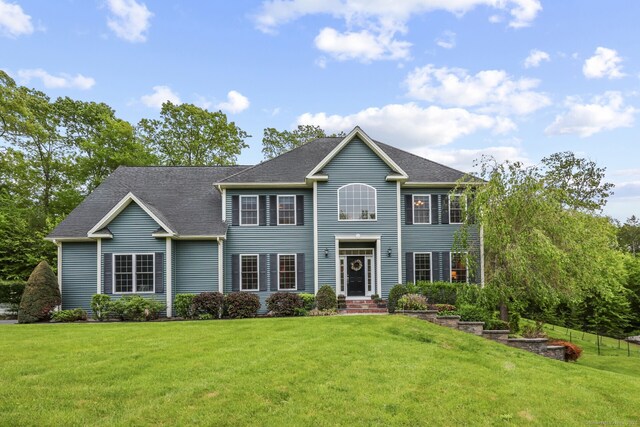 59 Angelas Way, Burlington, CT 06013 - colonial inspired home with a front yard and roof with shingles