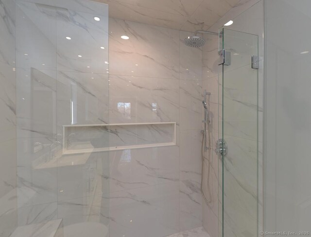 143 Heritage Vlg Unit E, Southbury, CT 06488 - full bath featuring a marble finish shower