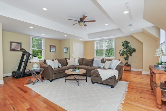 110 Florence Ln, Fairfield, CT 06824 - living room with light wood-type flooring, healthy amount of natural light, baseboards, and recessed lighting