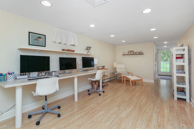 110 Florence Ln, Fairfield, CT 06824 - office space with built in desk, wood finished floors, recessed lighting, and baseboards