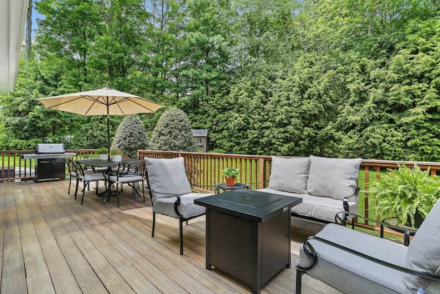110 Florence Ln, Fairfield, CT 06824 - wooden deck featuring outdoor lounge area, outdoor dining space, and area for grilling