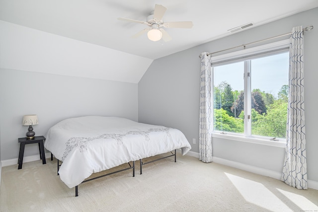 101 Railtree Hill Rd, Woodbury, CT 06798 - carpeted bedroom featuring baseboards, lofted ceiling, and a ceiling fan