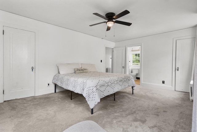 1897 Stanley St, New Britain, CT 06053 - carpeted bedroom with baseboards, ensuite bathroom, ceiling fan, and radiator
