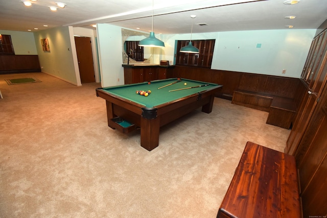 15 Valley Brook Rd, Branford, CT 06405 - game room with carpet, billiards table, recessed lighting, and wooden walls