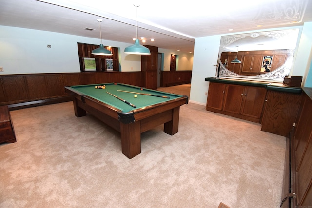 15 Valley Brook Rd, Branford, CT 06405 - rec room with pool table, light colored carpet, and a wainscoted wall