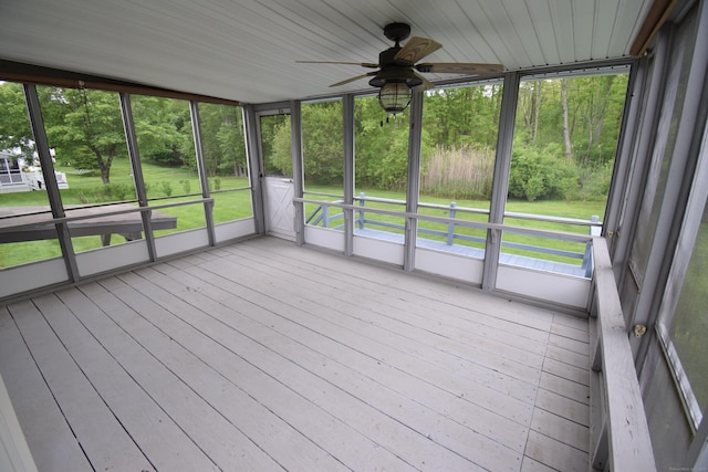 15 Valley Brook Rd, Branford, CT 06405 - unfurnished sunroom with a ceiling fan and plenty of natural light