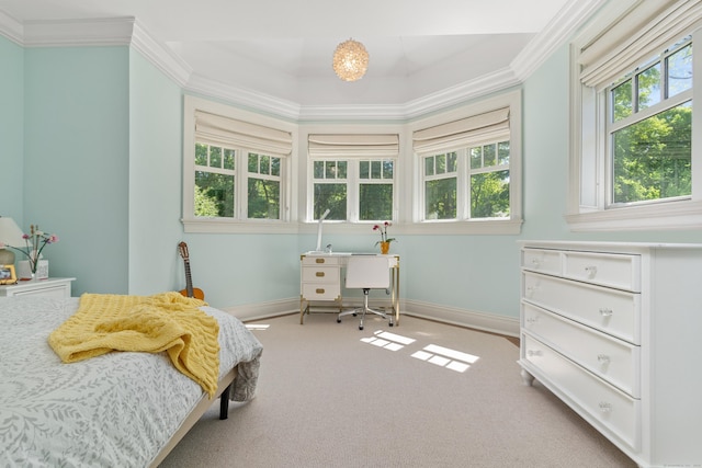 80 Compo Rd N, Westport, CT 06880 - bedroom featuring carpet floors, crown molding, baseboards, and an office area