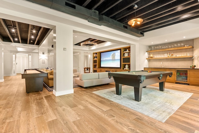 80 Compo Rd N, Westport, CT 06880 - playroom featuring pool table, a dry bar, and light wood-style floors