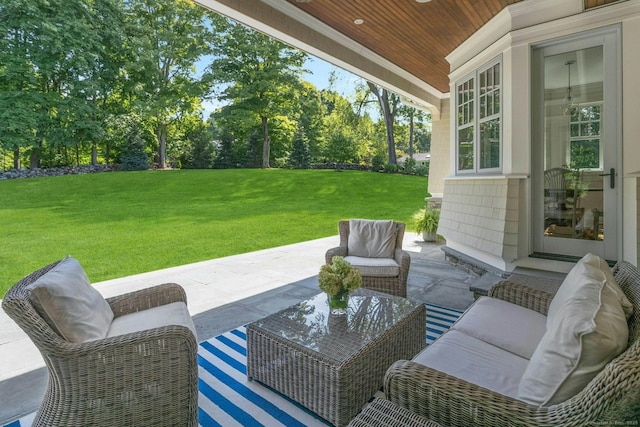 80 Compo Rd N, Westport, CT 06880 - view of patio / terrace with outdoor lounge area and view of scattered trees